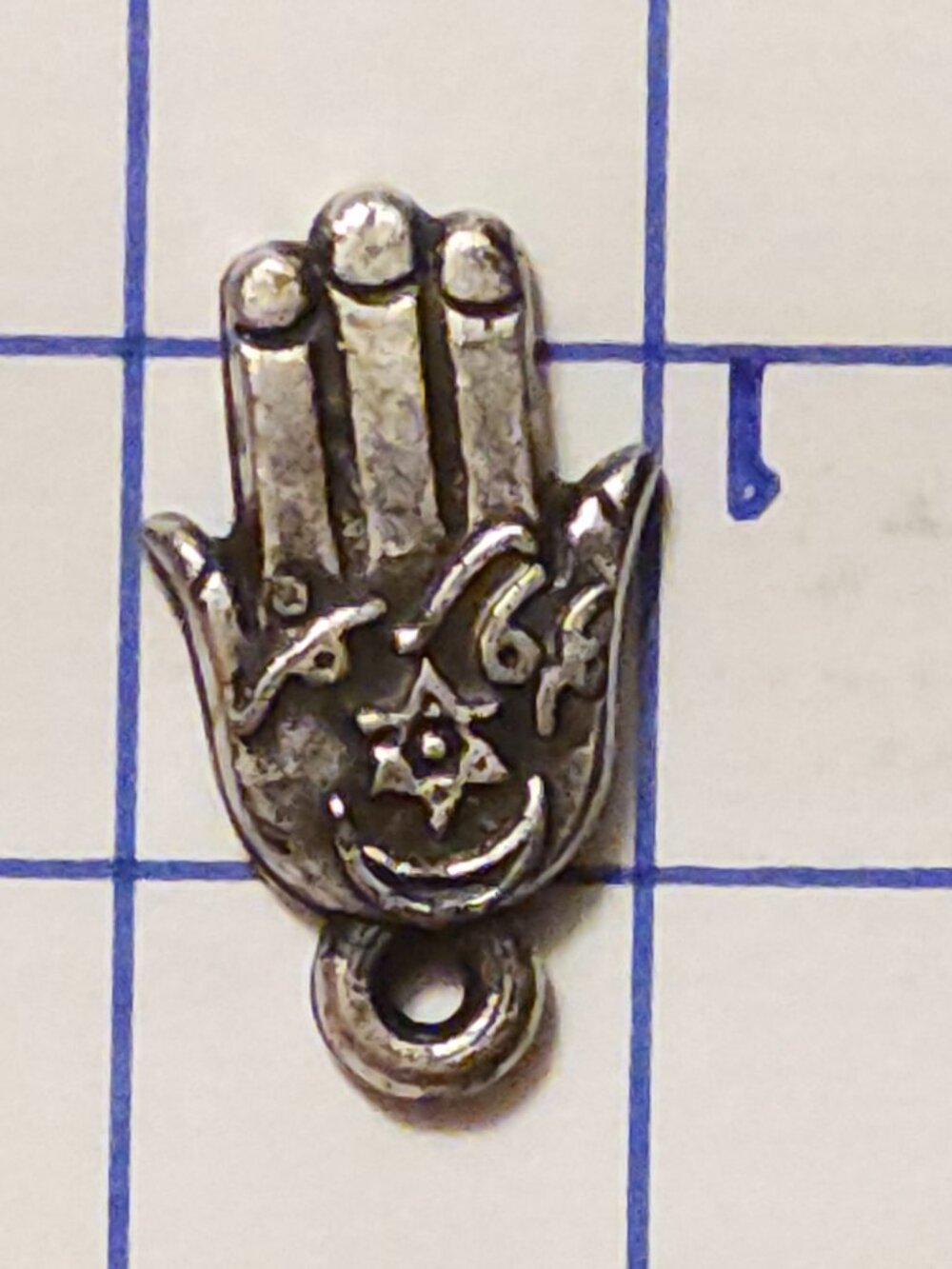 Hamsa Hand Good Luck Charm Silver Tone Pendant